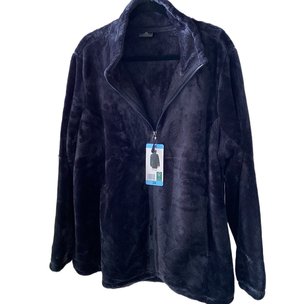 NWT 💙 32 Degrees Cozy Soft PLUS SIZE Ladies' Plush Zip Jacket | 3X | Navy Blue